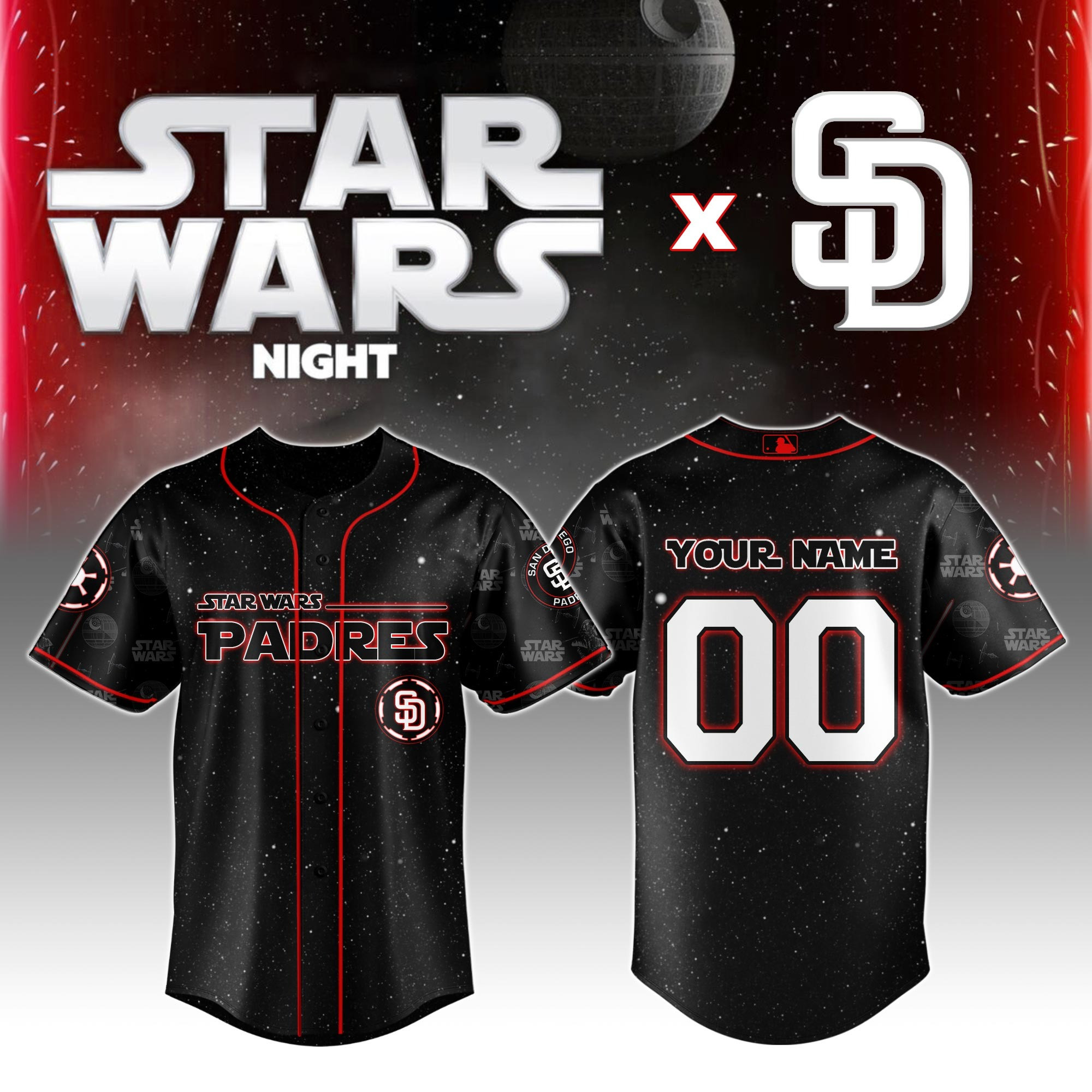 Custom San Diego Padres MLB x Star Wars Night Jersey 2025 Best Gifts For Baseball Fans