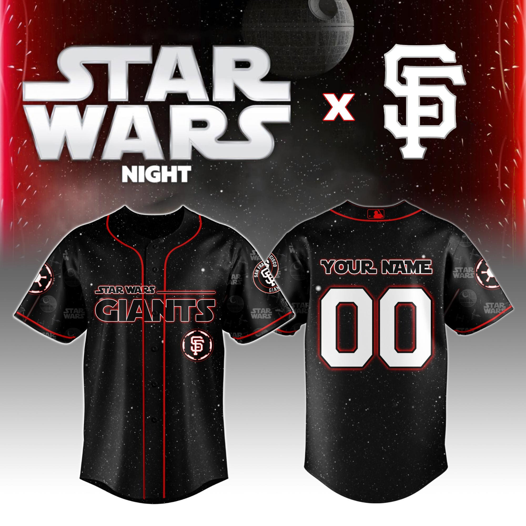 Custom San Francisco Giants MLB x Star Wars Night Jersey 2025 Gift Ideas For Baseball Fans