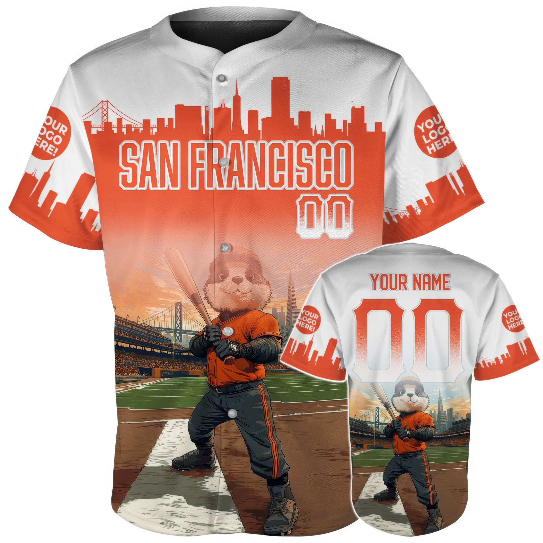 Custom San Francisco Oracle Park Mascot Baseball Jersey Best Gifts For Baseball Lovers