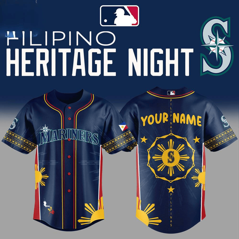 Custom Seattle Mariners Filipino Heritage Night 2025 Baseball Jersey Baseball Team Gift Ideas