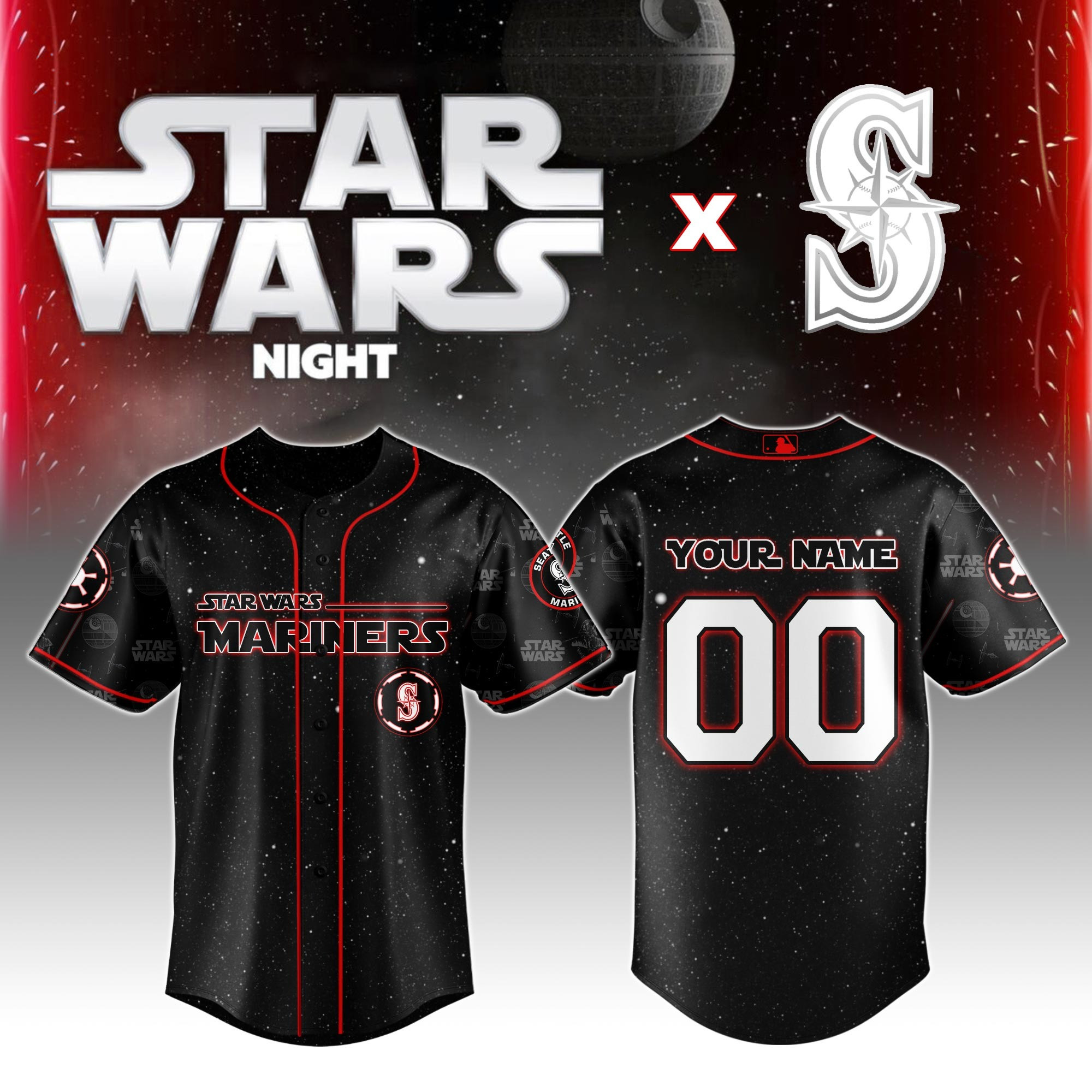 Custom Seattle Mariners MLB x Star Wars Night Jersey 2025 Baseball Lover Gift Ideas