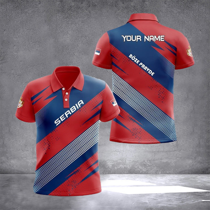 Custom Serbia Flag Polo Shirt Boze Pravde Serbia Clothing Gifts For Serbians