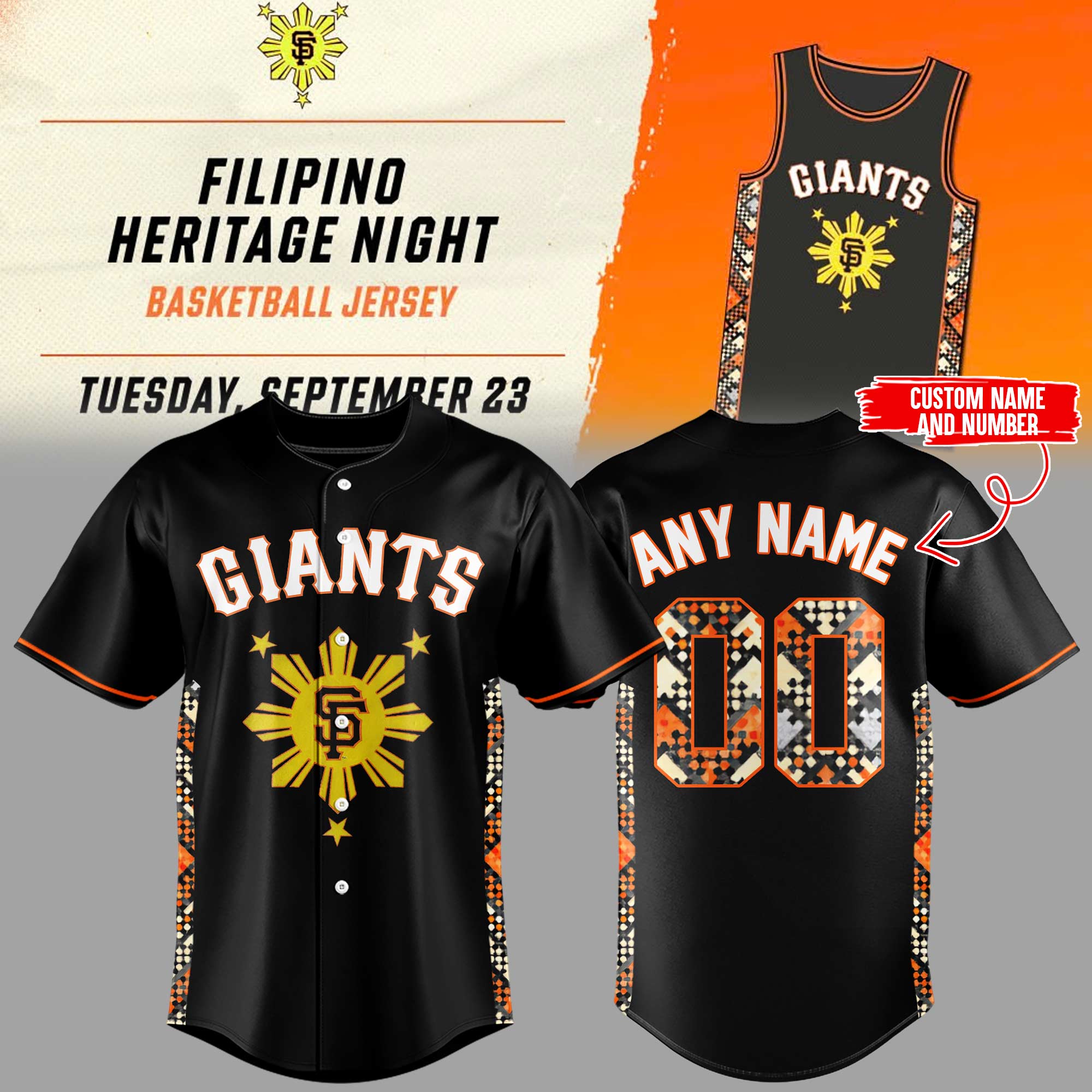 Custom Sf Giants Filipino Heritage Night Jersey Gifts For Baseball Fans