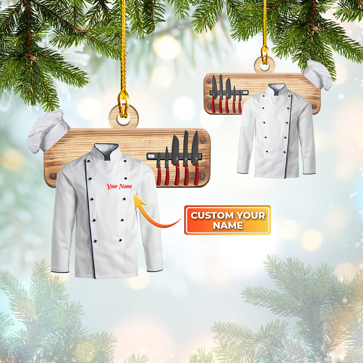 Custom Shaped Chef Uniform Ornament Personalized Name Uniform for Master Chef Ornament