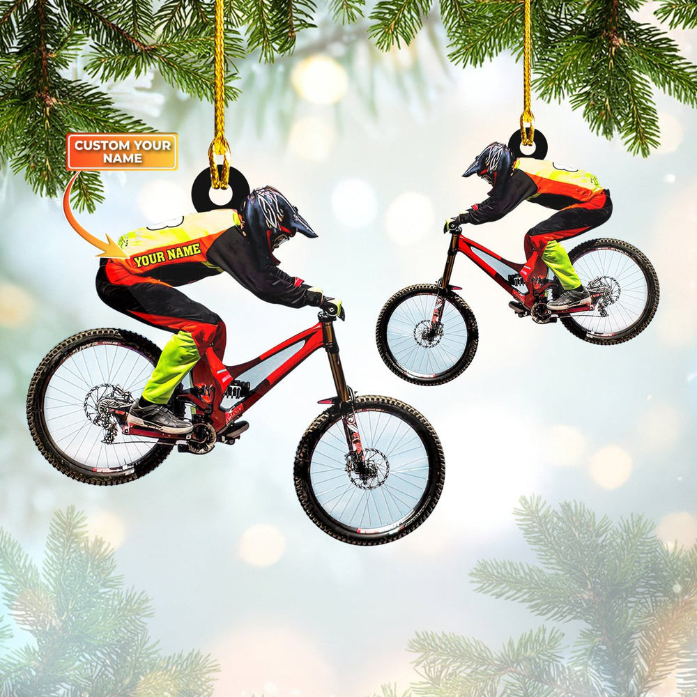 Custom Shaped Mountain Biking Flat Ornament  Christmas Home Decor Gift for Bikers