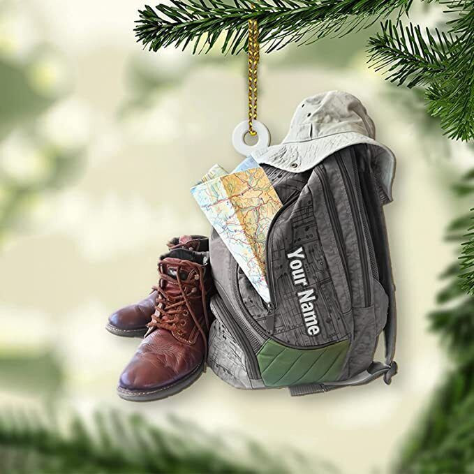 Custom Shaped Ornament Hiking Trekking Wanderlust Car Ornament Hanging keychain