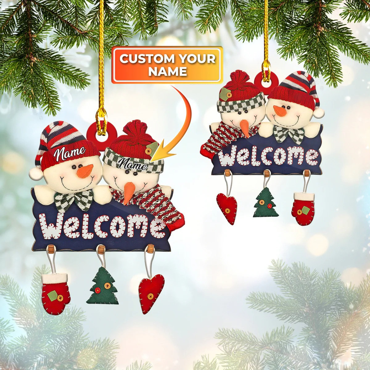 Custom Snowman Couple Ornament Personalized Couple Ornaments Decoration Gifts
