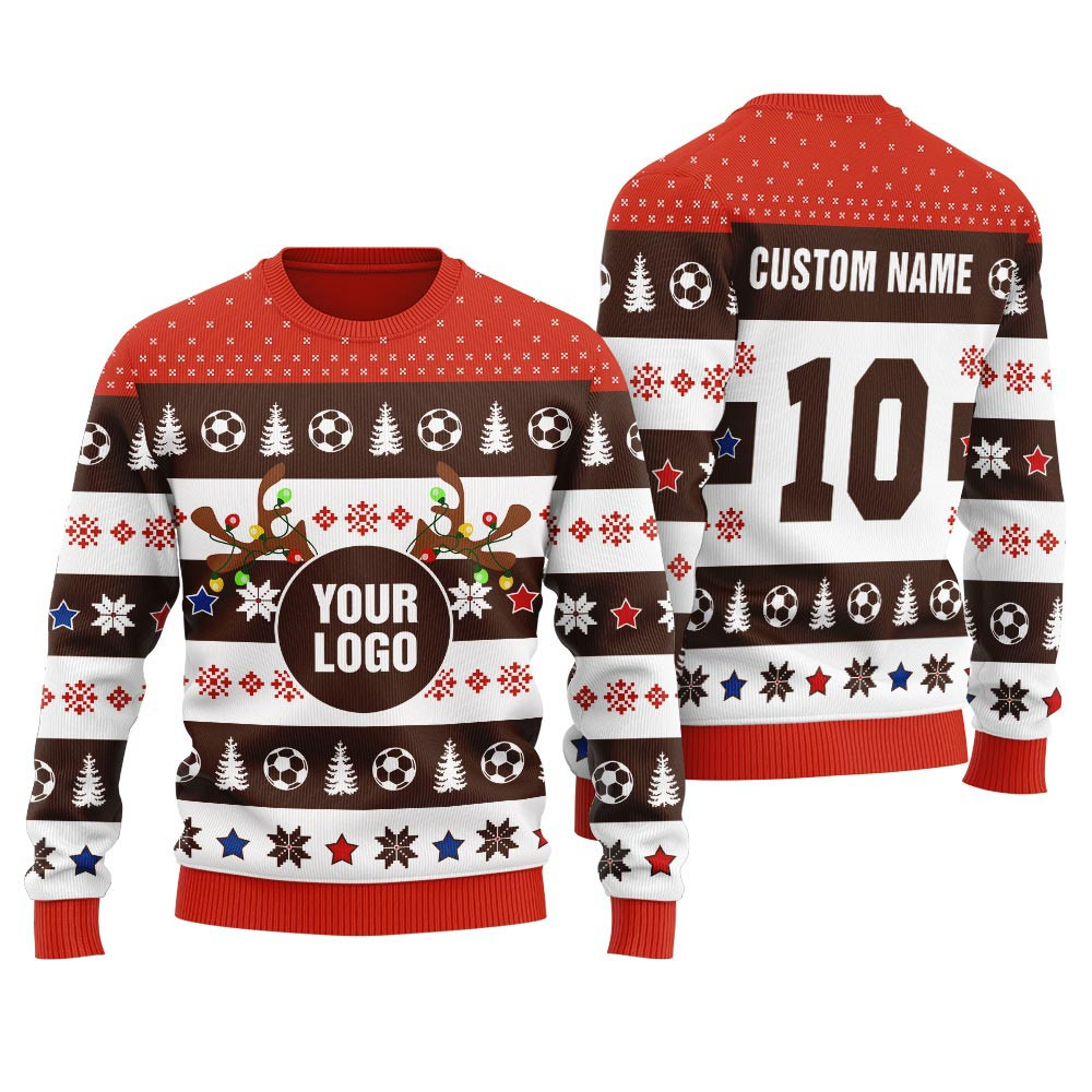 Custom Soccer Player Ugly Christmas Sweater Cute Sweaters For Christmas