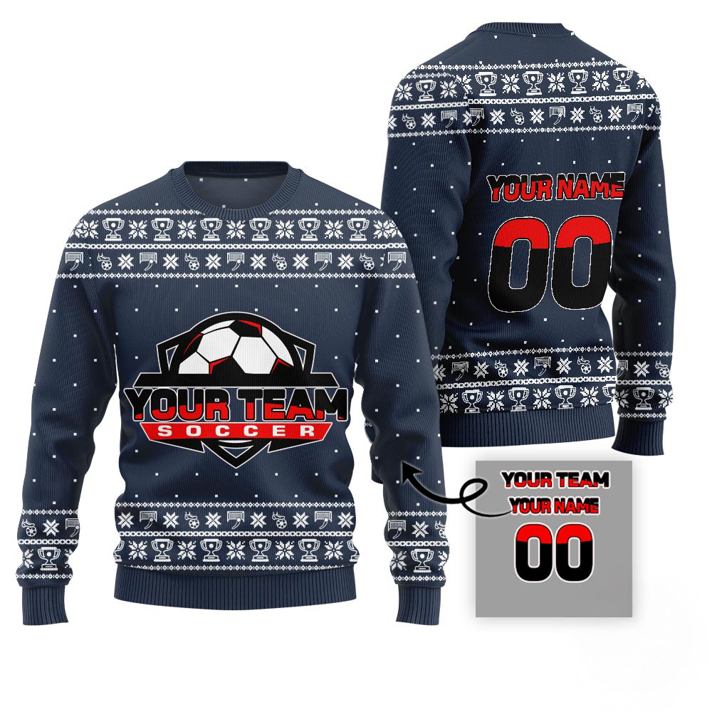 Custom Soccer Team Name Ugly Christmas Sweater Christmas Sweaters For Men And Women