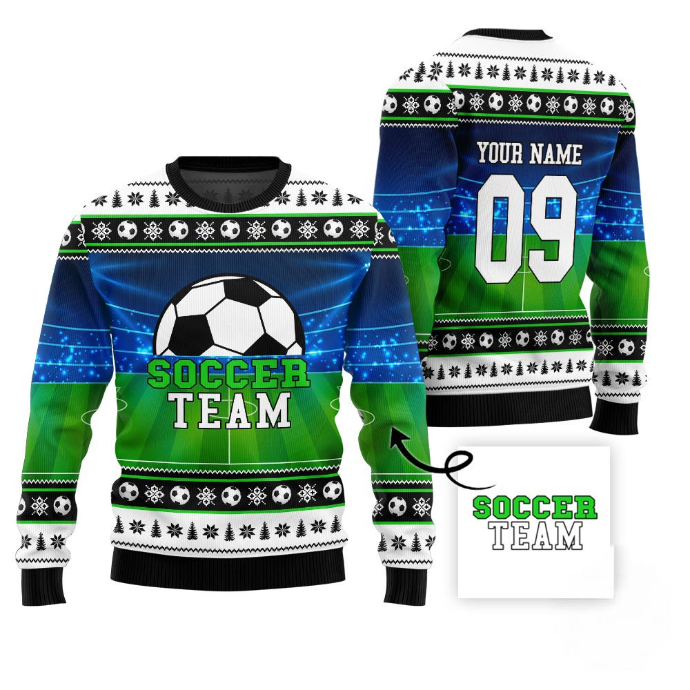 Custom Soccer Team Ugly Christmas Sweater Family Gifts For Christmas