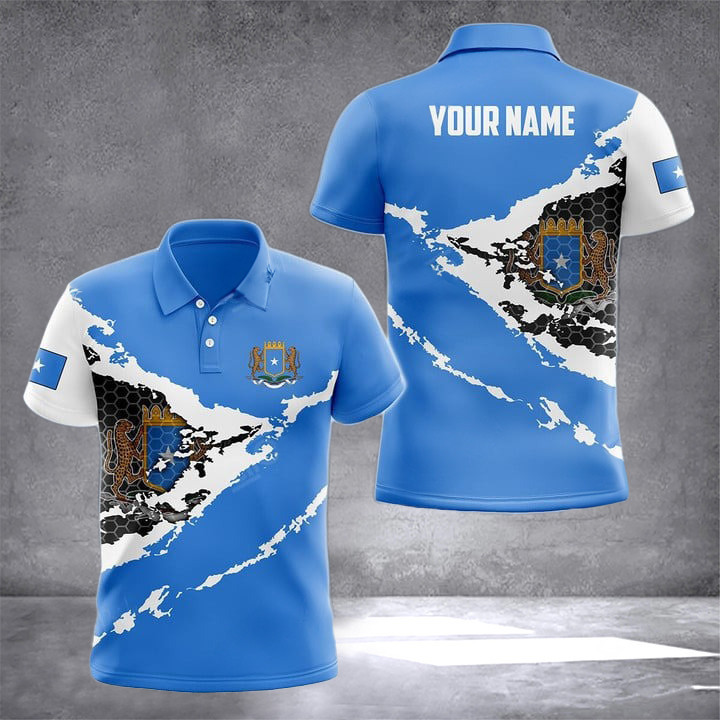 Custom Somalia Flag Proud Country Polo Shirt Somali Clothing Online Gifts For Somalian