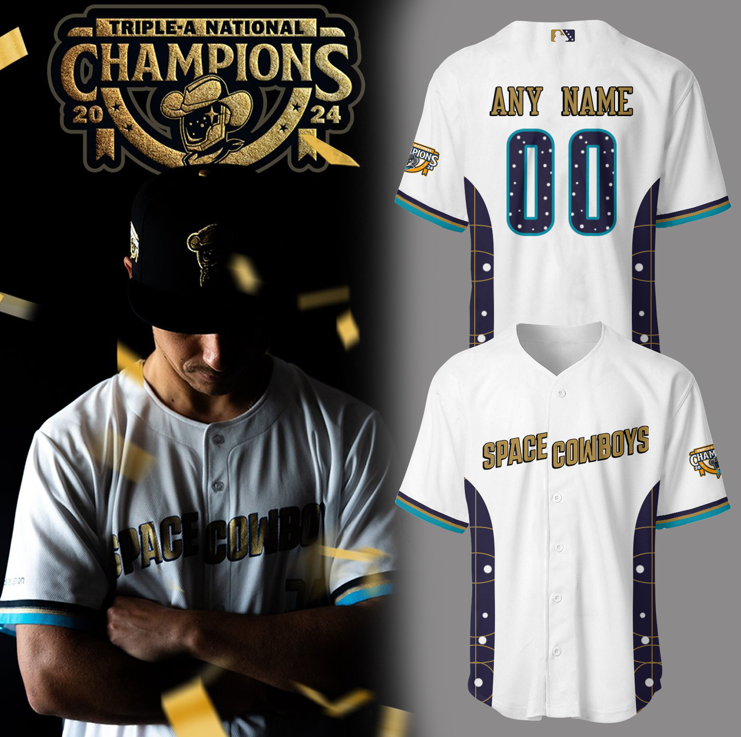 Custom Space Cowboys Baseball 2025 Champions 2024 Jersey Cool Baseball Gifts