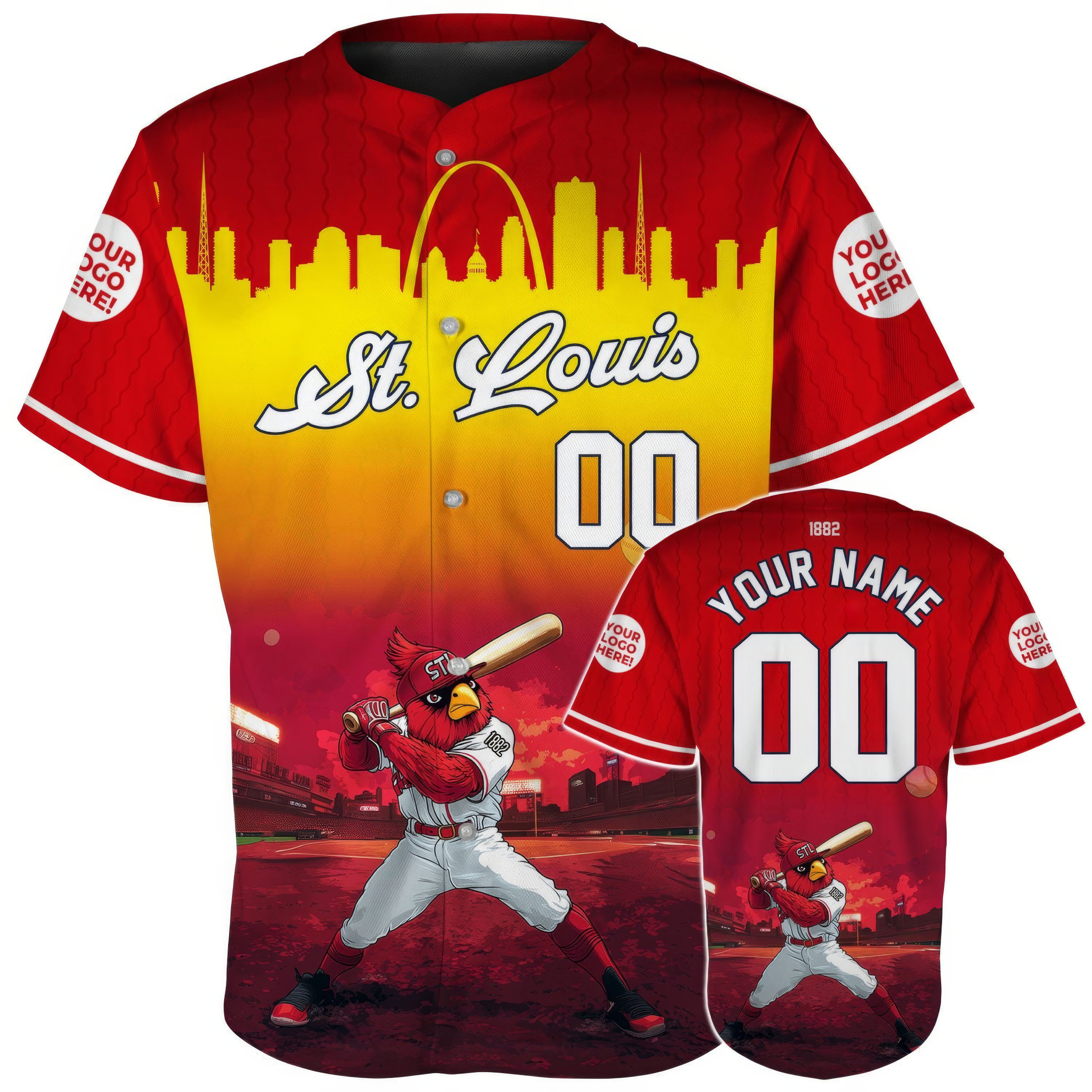 Custom St. Louis Cartoon Mascot Player Baseball Jersey Best Gifts For Baseball Fans