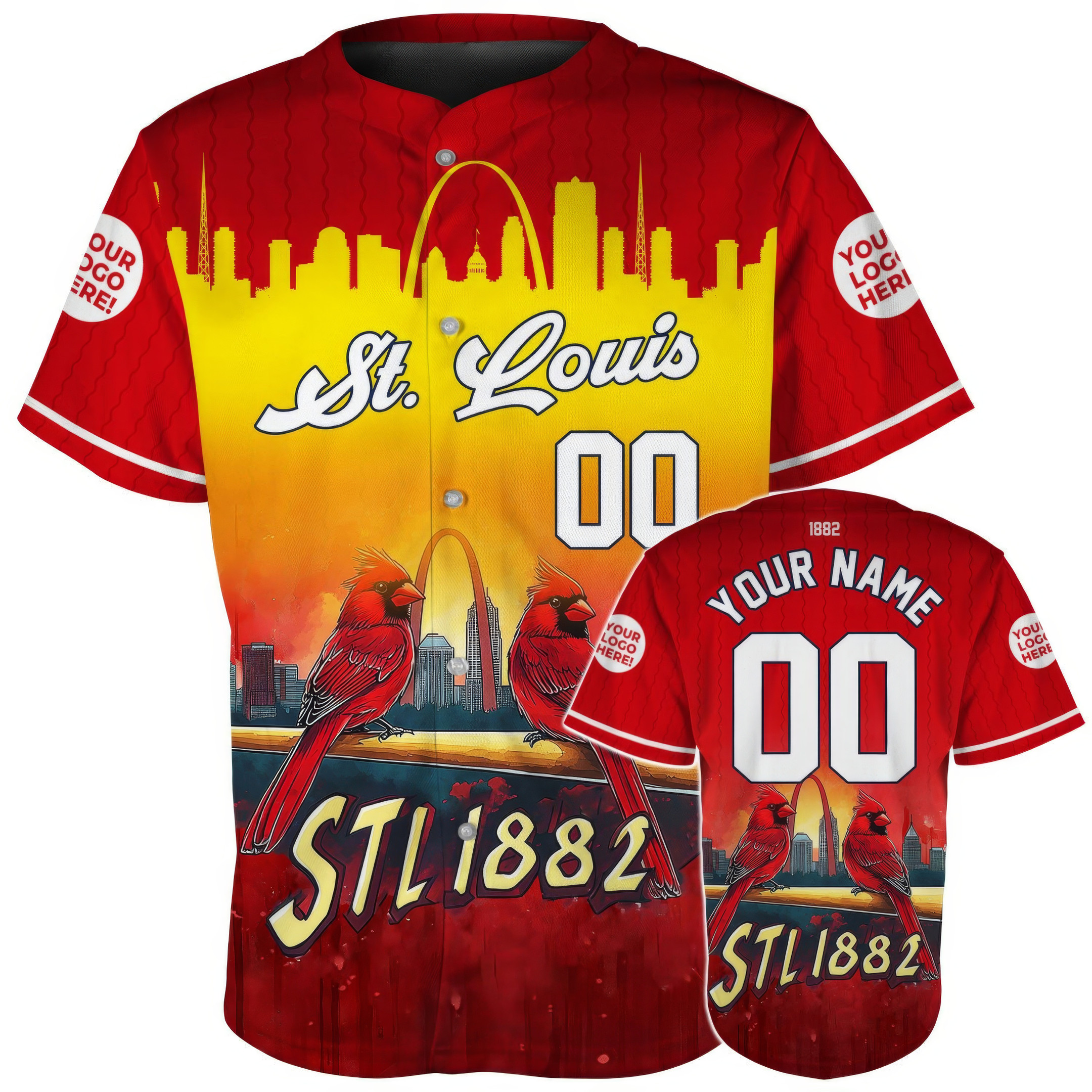Custom St. Louis Gateway Arch Cardinals Legacy Baseball Jersey Unique Gifts For Baseball Fans