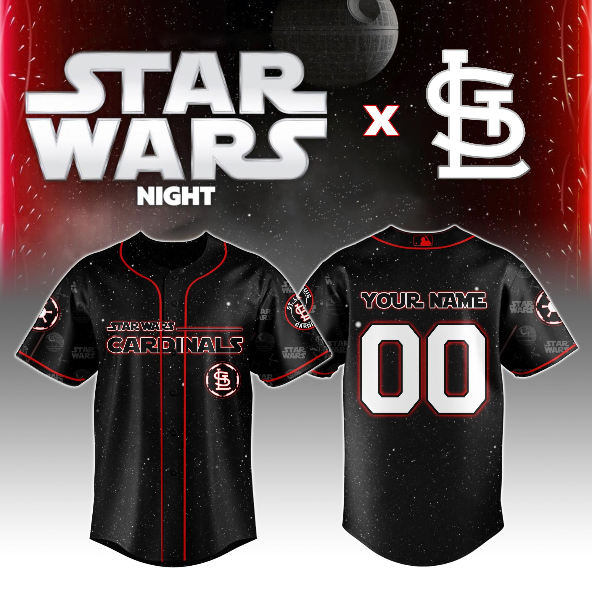 Custom St.Louis Cardinals MLB x Star Wars Night Jersey 2025 Presents For Baseball Lovers