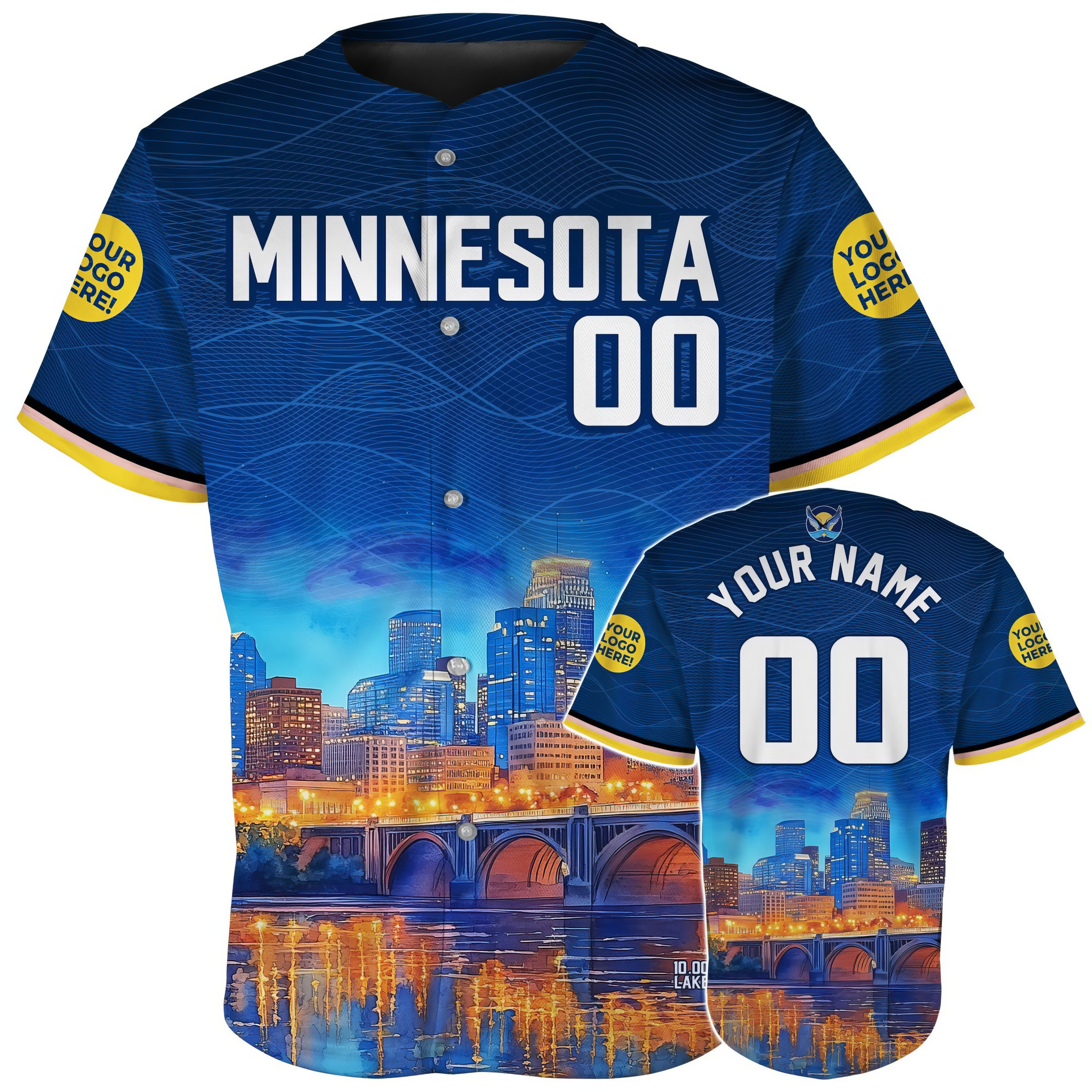 Custom Stone Arch Bridge Minneapolis Skyline Baseball Jersey Gifts For Husband