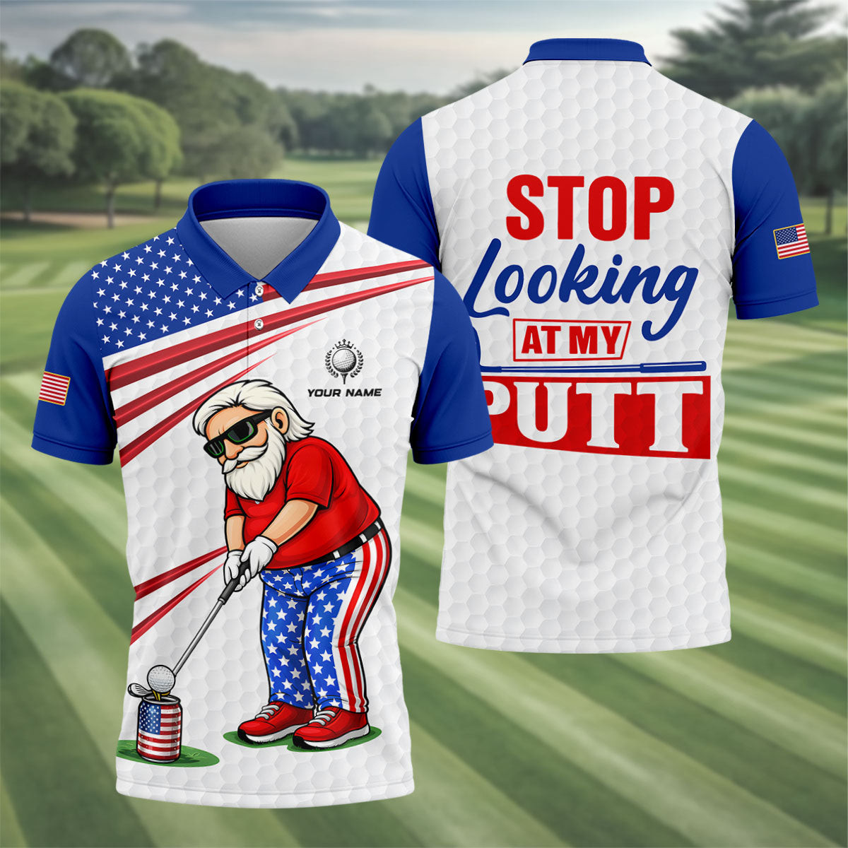 Custom Stop Looking At My Putt Polo Shirt Funny Golf Shirt Best Golf Presents
