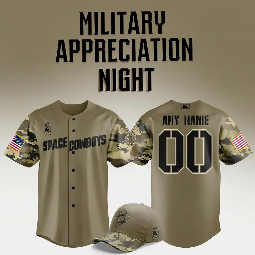 Custom Sugar Land Space Cowboys Military Appreciation Night Limited Edition Baseball Jersey