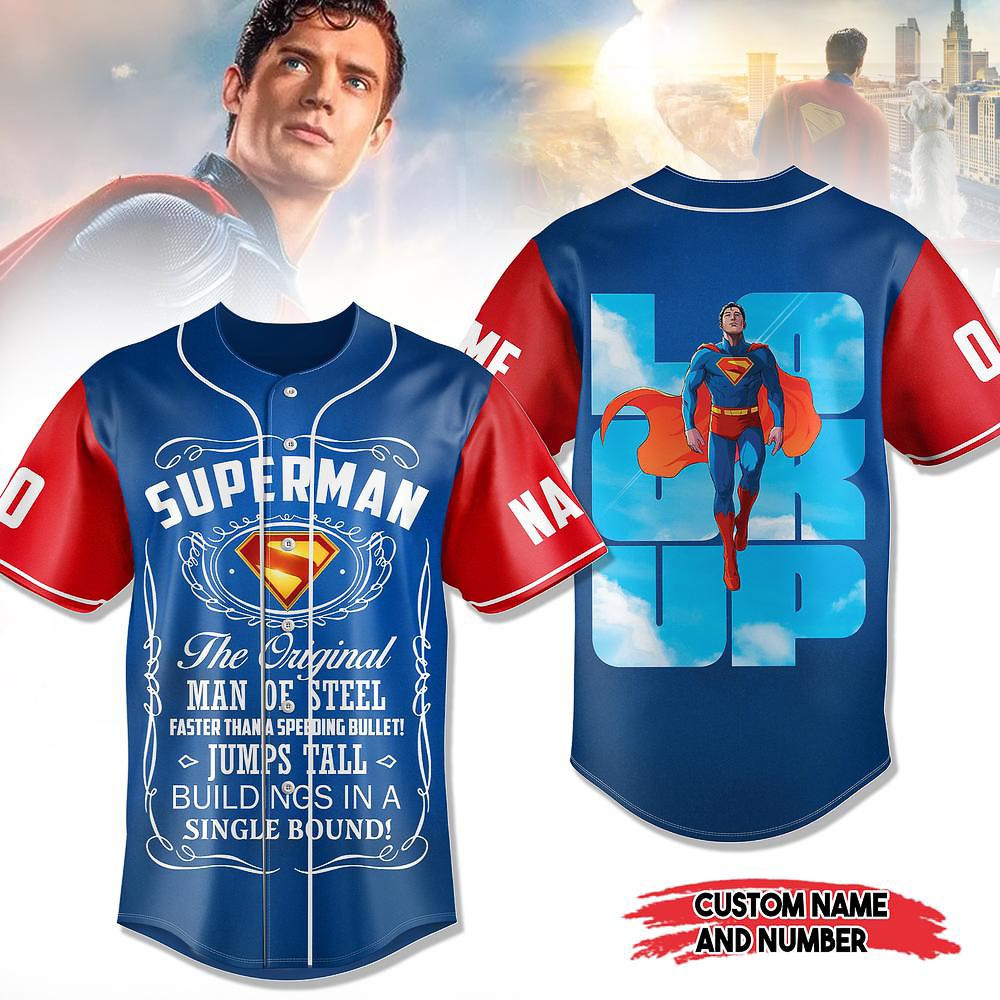 Custom Superman Look Up Limited Edition Baseball Jersey Gifts For Dudes