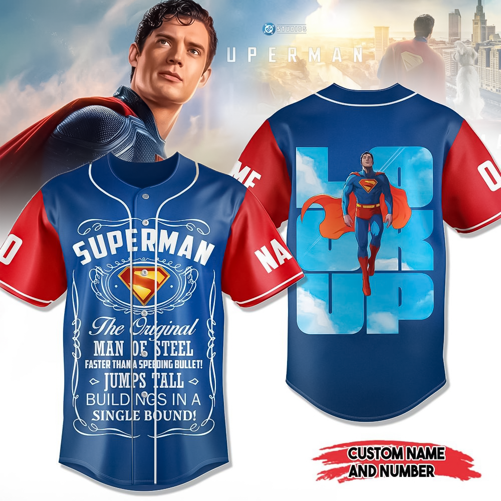 Custom Superman Look Up Limited Edition Baseball Jersey Him Gifts