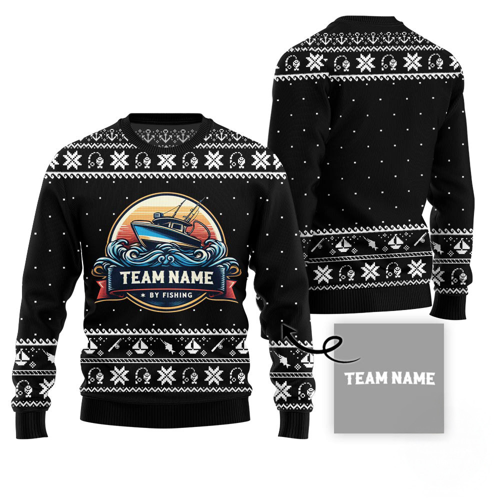 Custom Team Name Fishing Ugly Christmas Sweater Ugly Christmas Sweaters For Sale