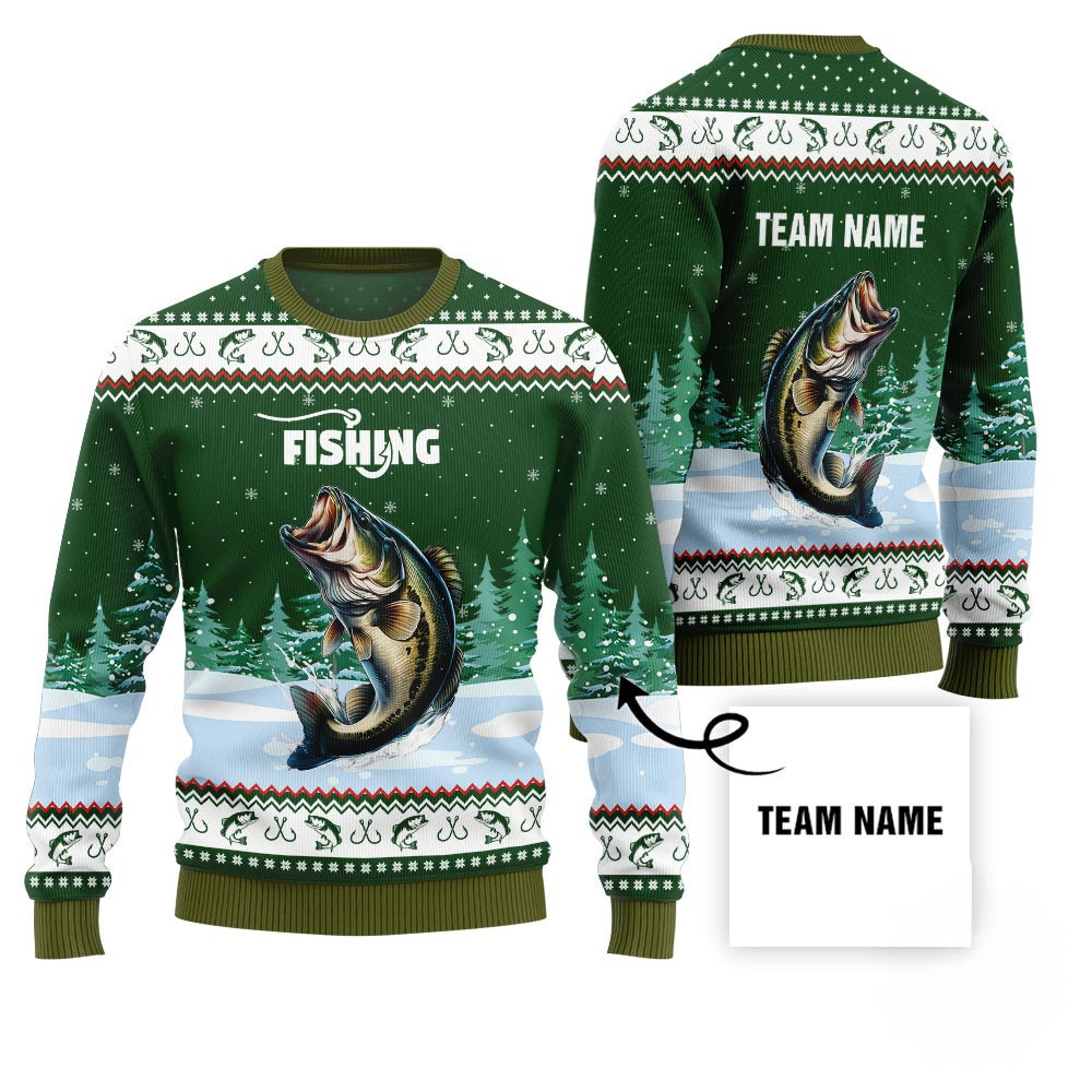 Custom Team Name Fishing Ugly Holiday Sweater Cute Sweaters For Christmas