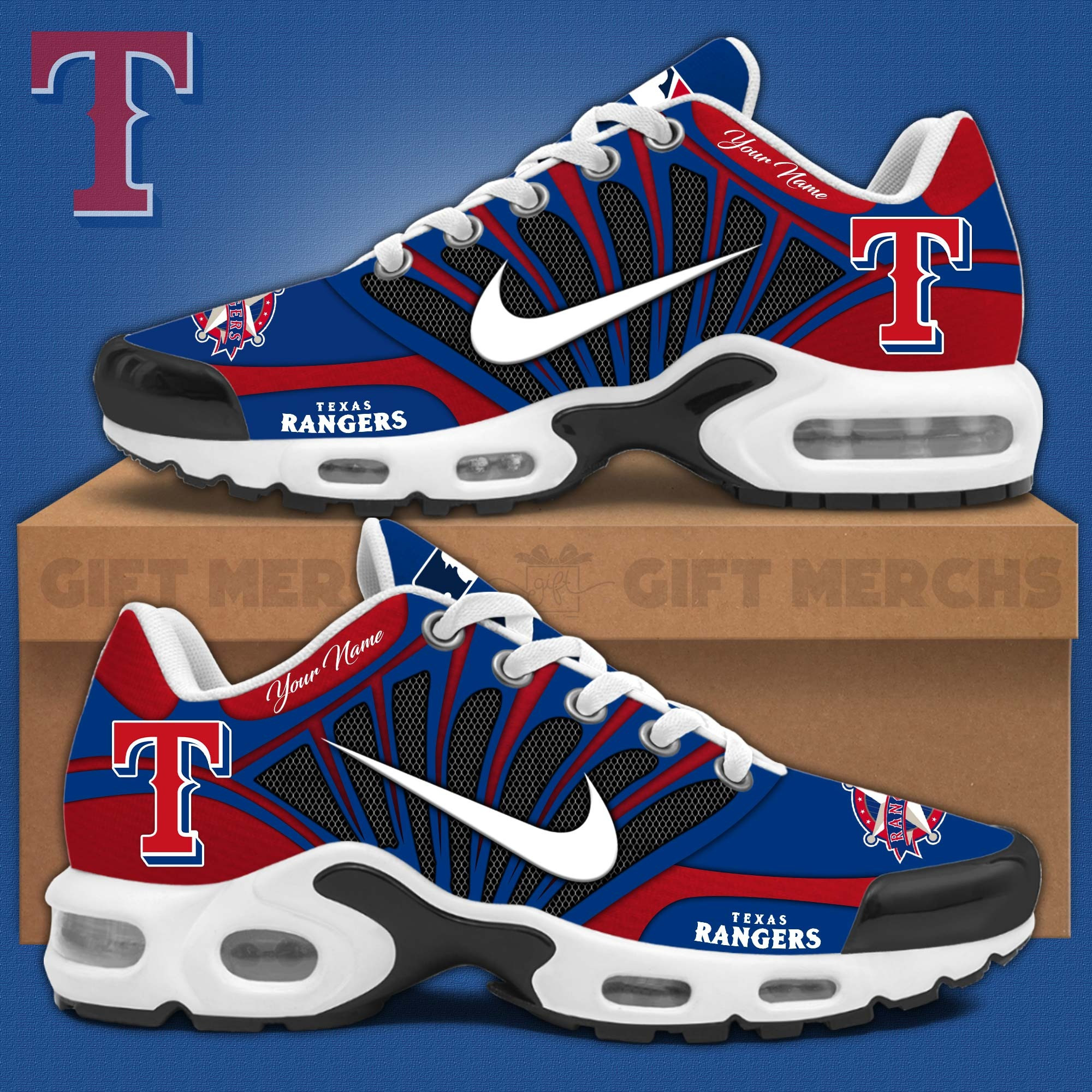 Custom Texas Rangers Air Max Plus Sneakers Merchandise Sport Shoes Unique Fan Gifts