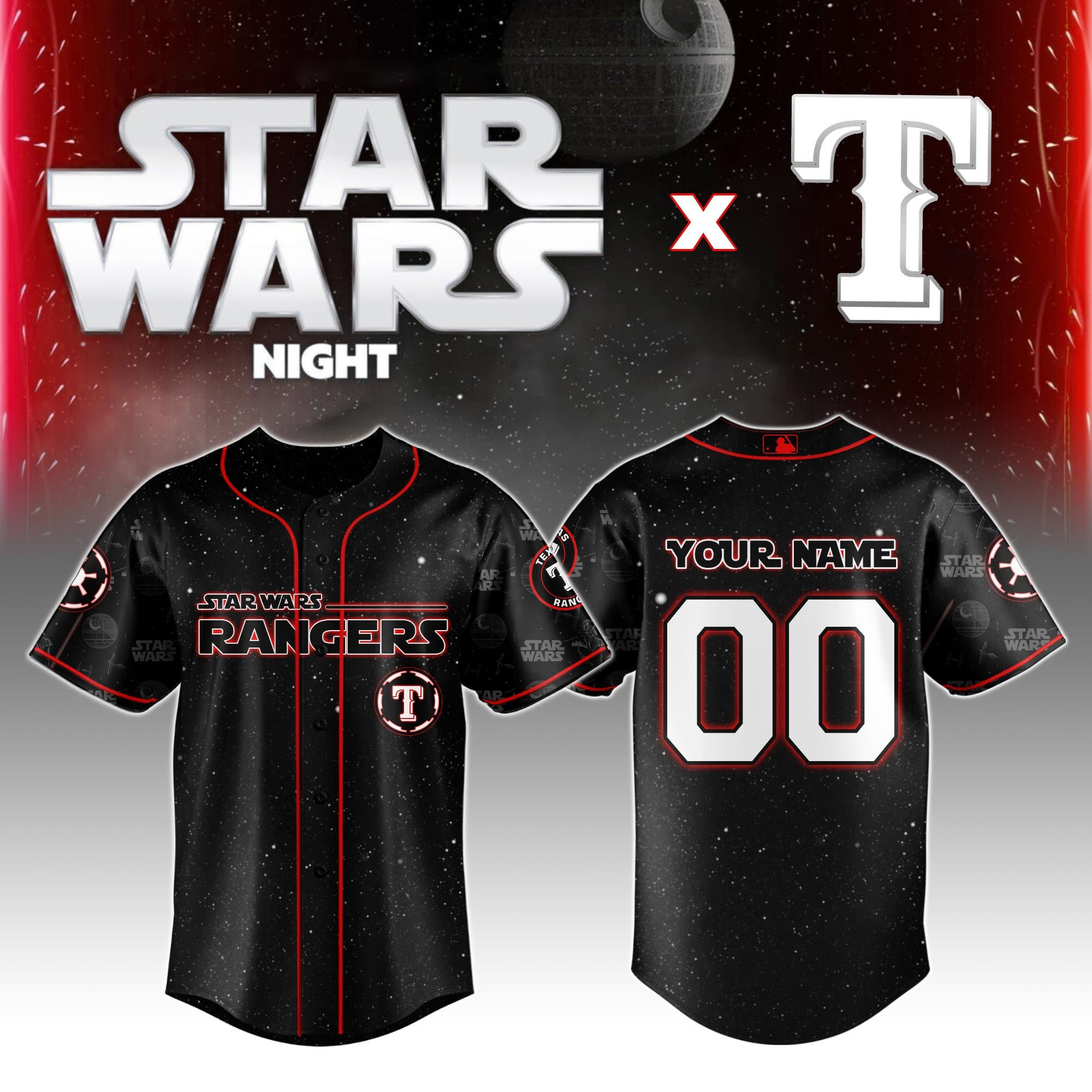 Custom Texas Rangers MLB x Star Wars Night Jersey 2025 Baseball Enthusiast Gifts
