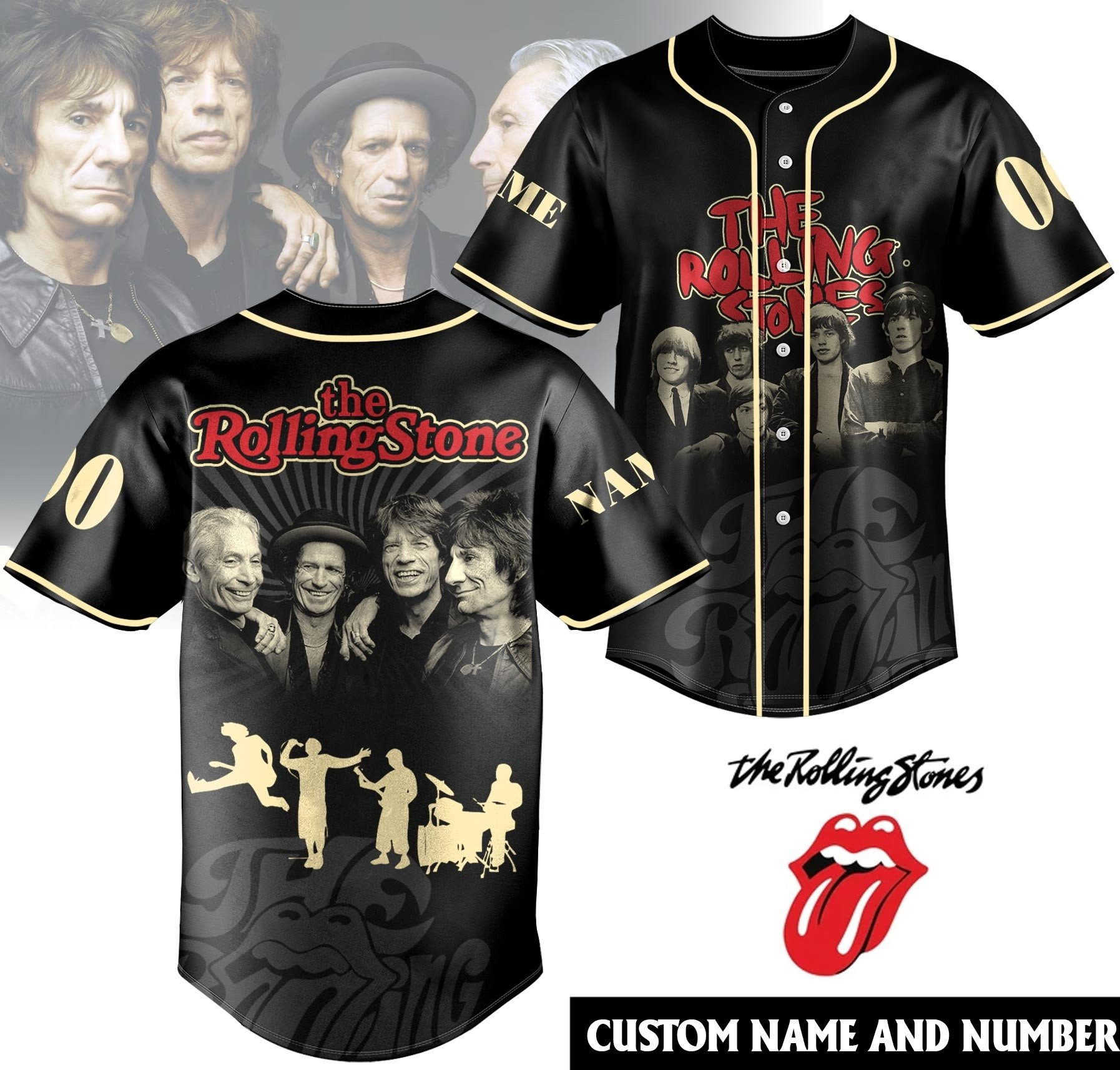 Custom The Rolling Stones Rock Band Music Baseball Jersey Gifts For Fans
