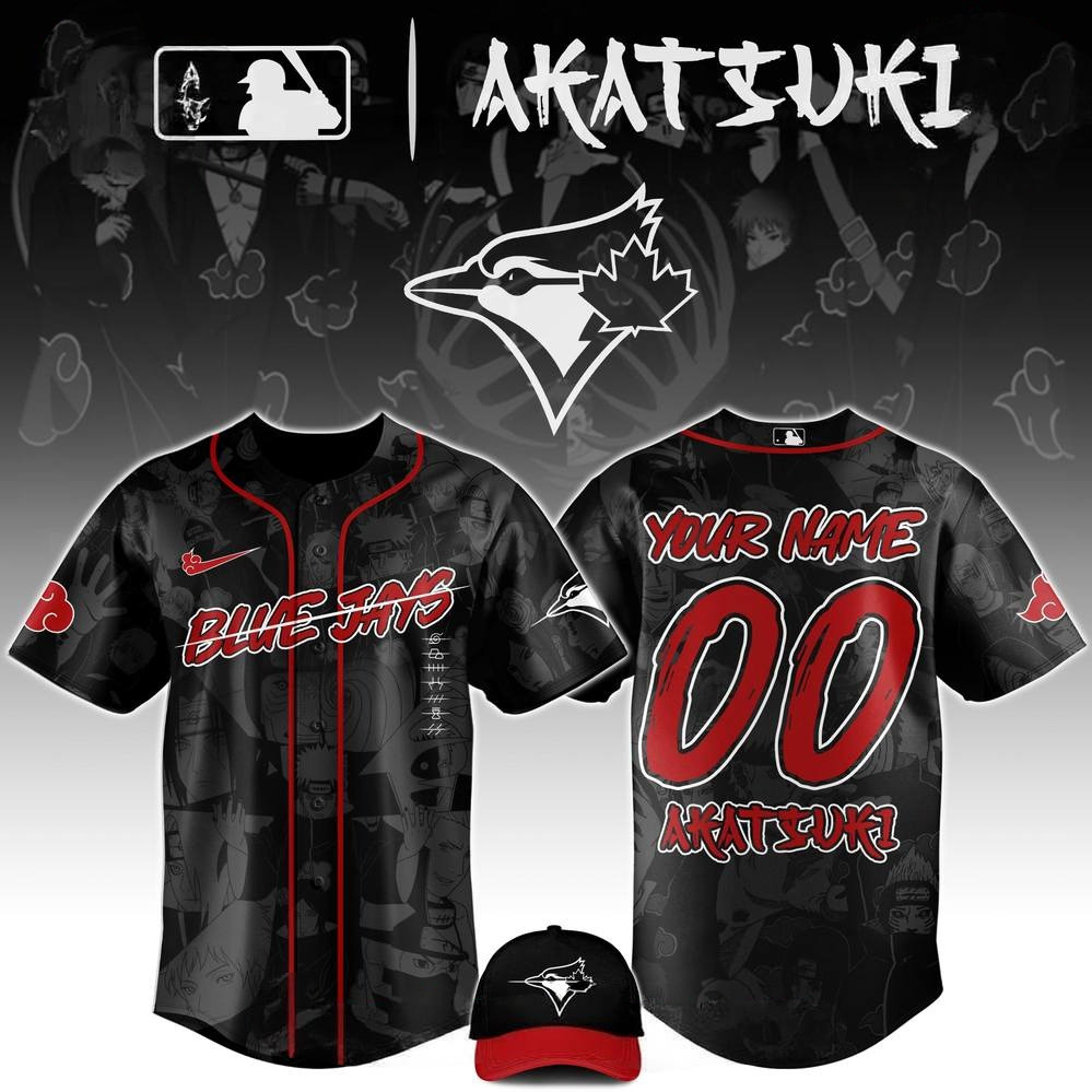 Custom Toronto Blue Jays x Akatsuki Special Edition Baseball Jersey Presents For Baseball Lovers