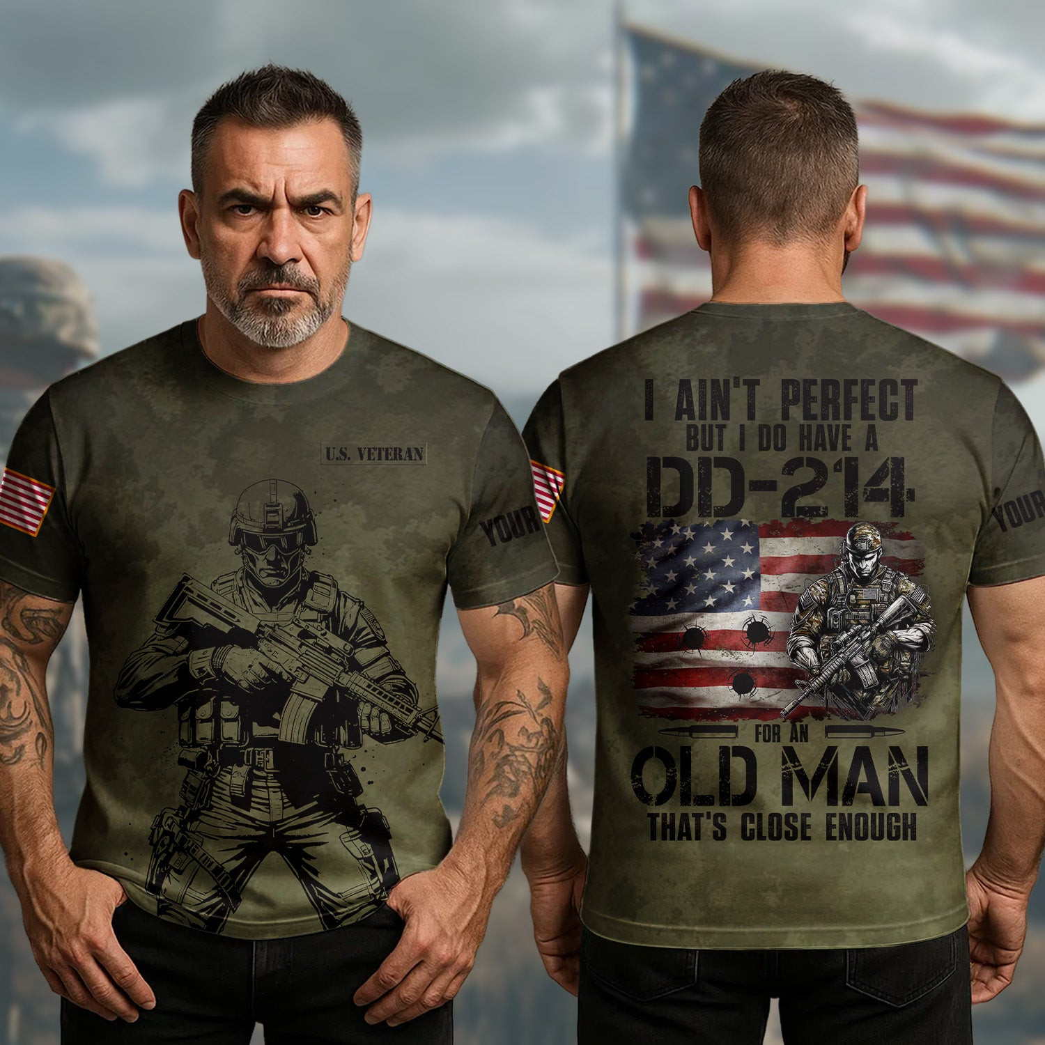 Custom U.S DD-214 Veteran T-Shirt I Ain't Perfect But I've Got DD-214 Best Veteran Apparel