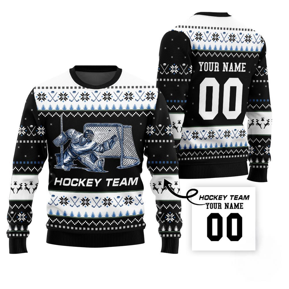 Custom Ugly Christmas Sweater For Hockey Team Christmas Vacation Sweater