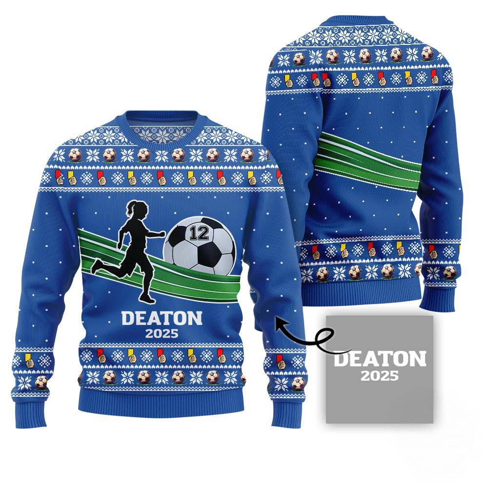 Custom Ugly Christmas Sweater For Soccer Players Christmas Sweater Gift