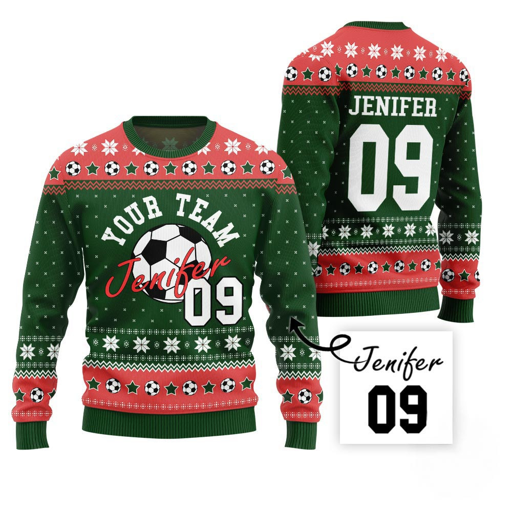 Custom Ugly Xmas Sweater For Soccer Team Holiday Sweaters For Men