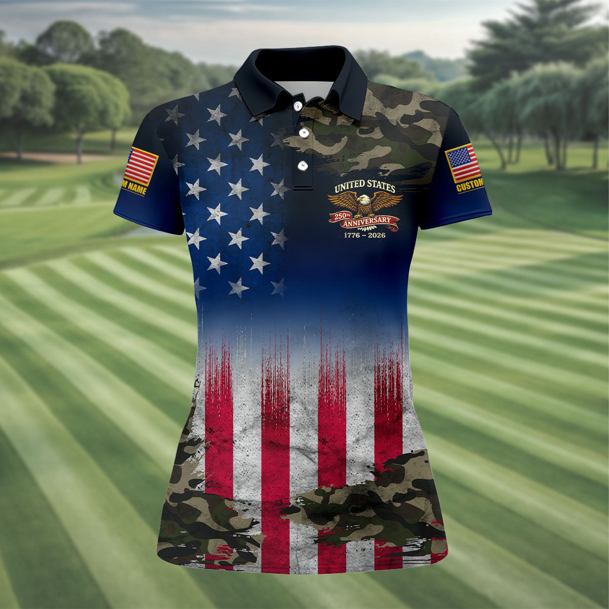 Custom United States 250th Anniversary Polo Shirt Distressed Flag Apparel Great Mother's Day Gifts