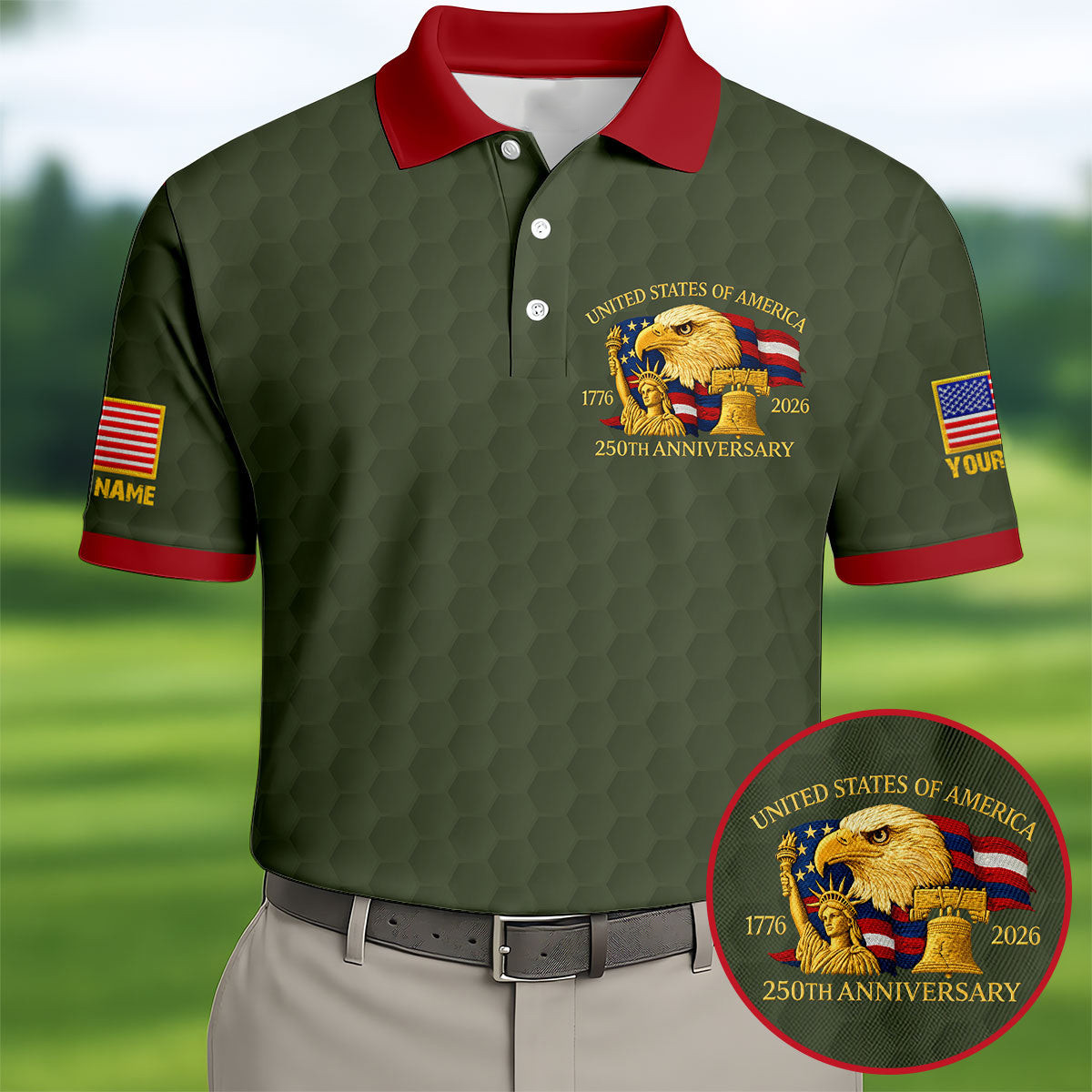 Custom United States 250th Anniversary Polo Shirt Men's Patriotic Apparel Gifts For Him