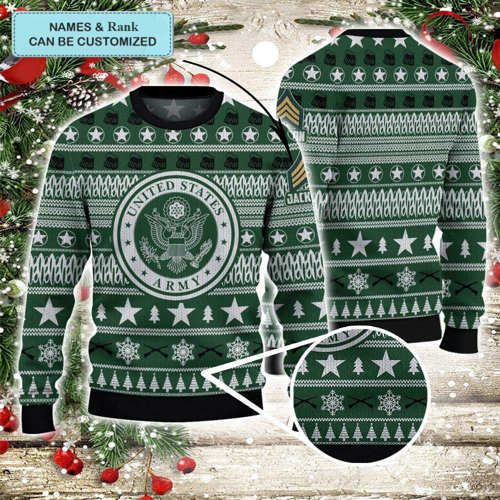 Custom United States Army Ugly Christmas Sweater Unique Christmas Gifts For Army Veterans