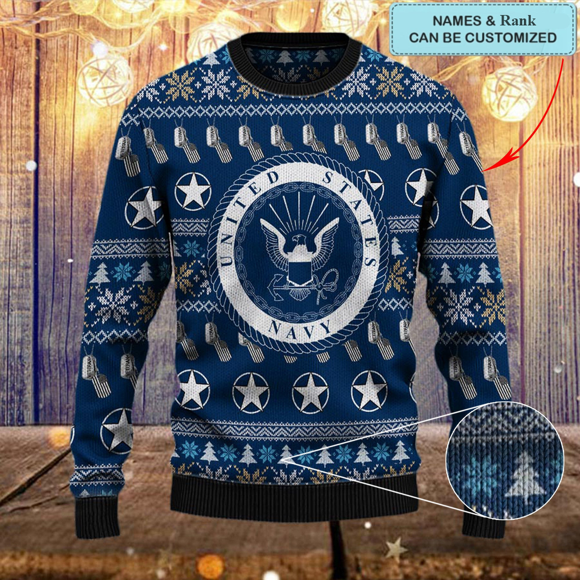 Custom United States Navy Veteran Ugly Christmas Sweater Best Xmas Gifts For Veterans