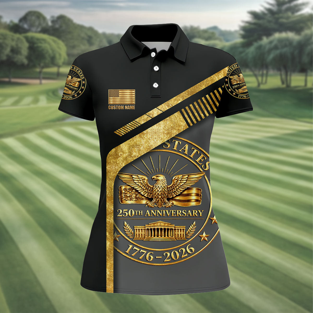 Custom US 250th Anniversary Polo Shirt Patriotic Golf Shirt Gifts For Golfers