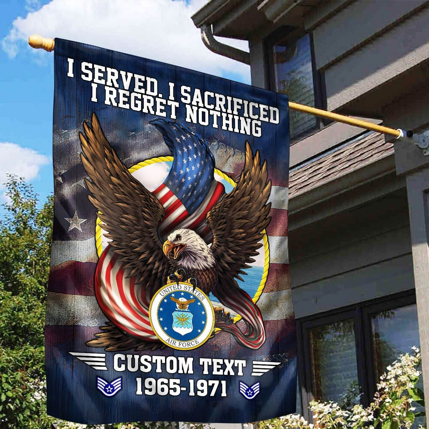 Custom US Air Force Flag Patriotic Flag I Served I Sacrificed I Regret Nothing