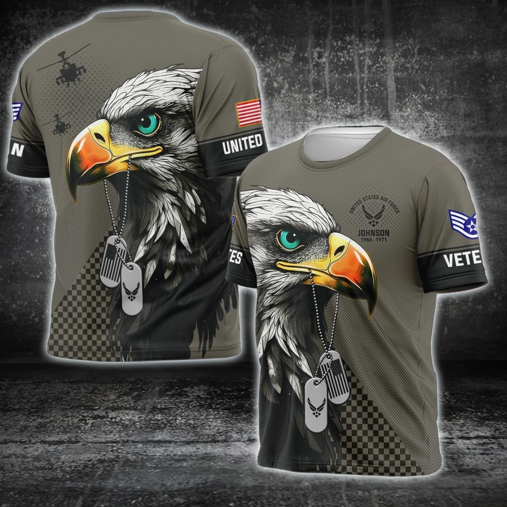 Custom US Air Force Veteran Shirt Patriotic Eagle Military Tee Shirt Proud USAF Veterans Gift