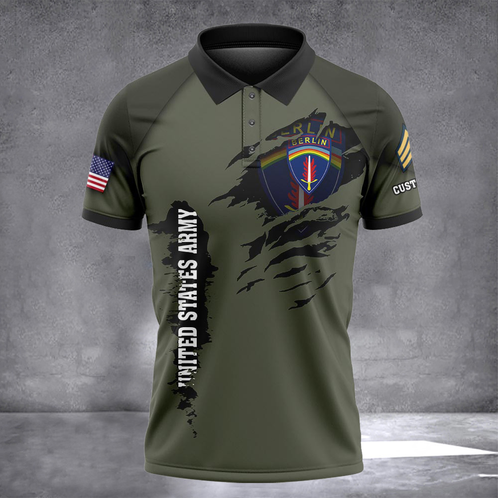 Custom US Army Berlin Brigade Polo Shirt Army Golf Polo Gifts For Husband