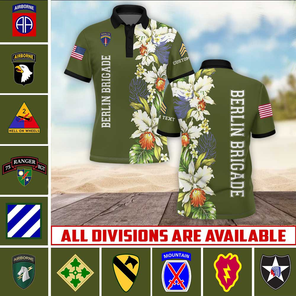 Custom US Army Berlin Brigade Polo Shirt Proudly Served Army Golf Shirt Gifts For Father