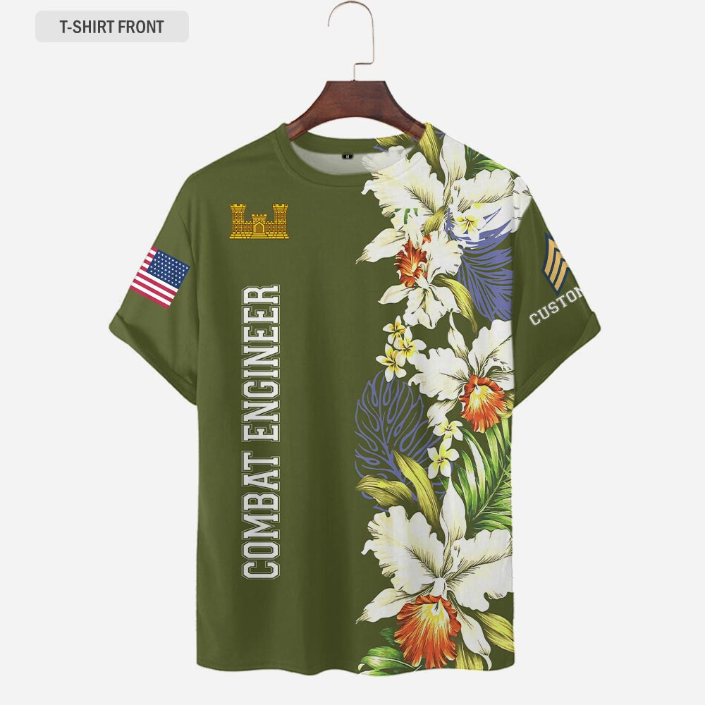 Custom US Army Combat Engineer Shirt Proud Army Veteran T-Shirt Gifts For Husband