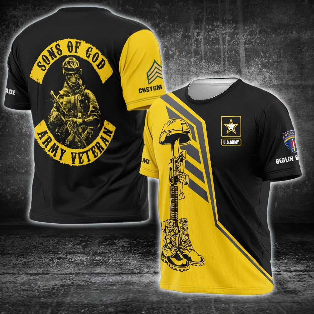 Custom US Army Division Shirt Sons Of God Army Veteran T-Shirt Berlin Brigade Military Clothing