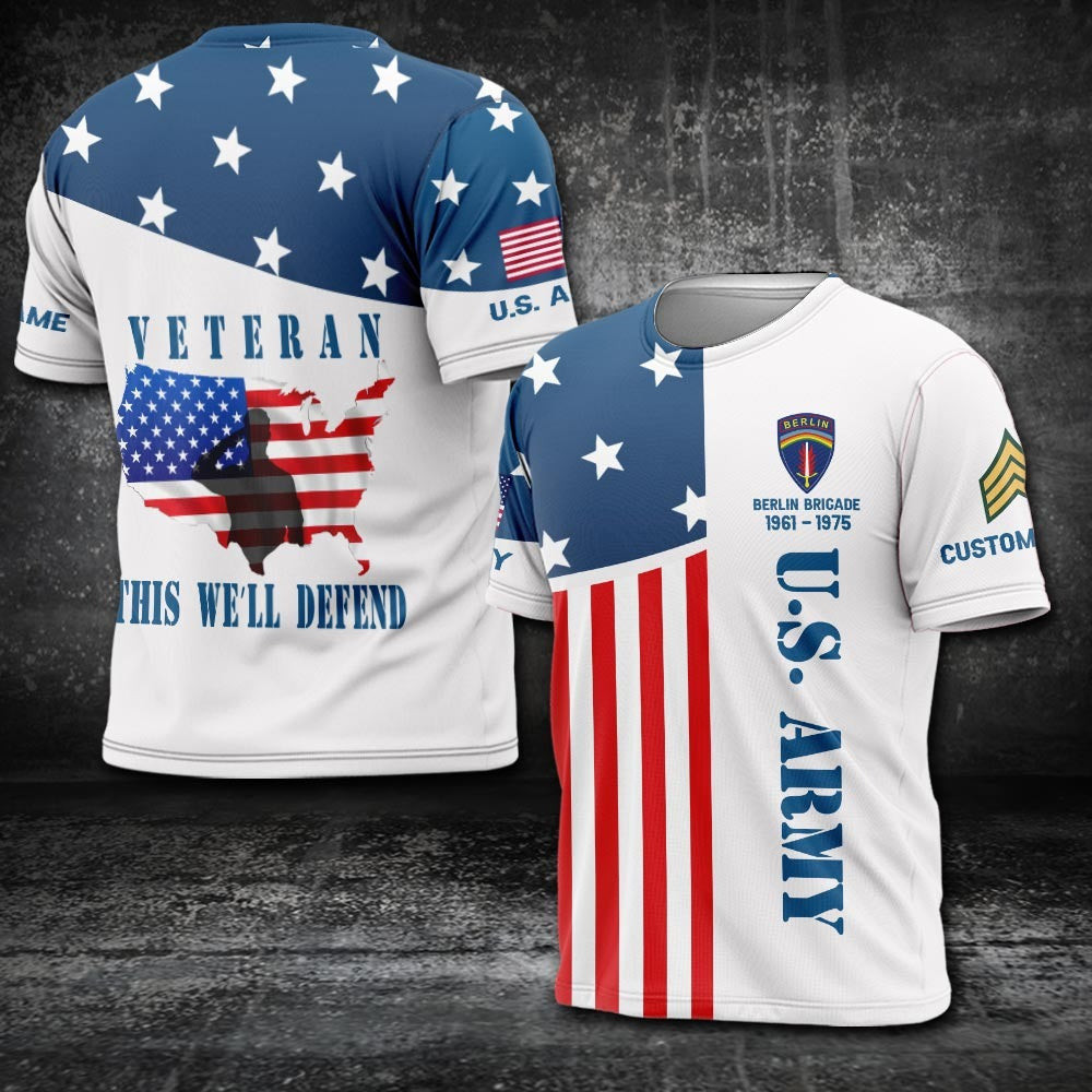 Custom US Army Division T-Shirt Berlin Brigade Army Shirts This We'll Defend Veteran Merch