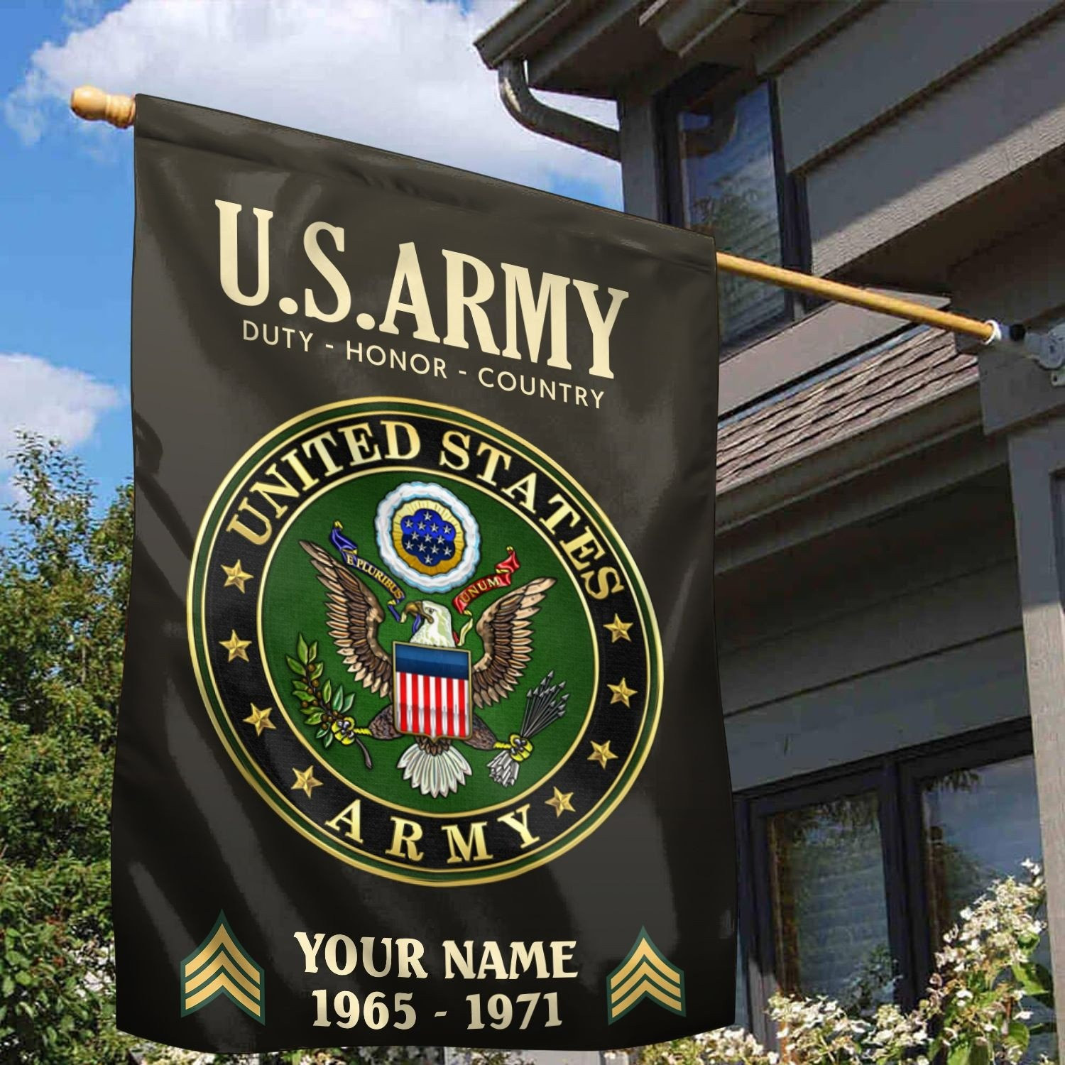 Custom US Army Duty Honor Country Flag Military Flag Gifts For Army Veterans