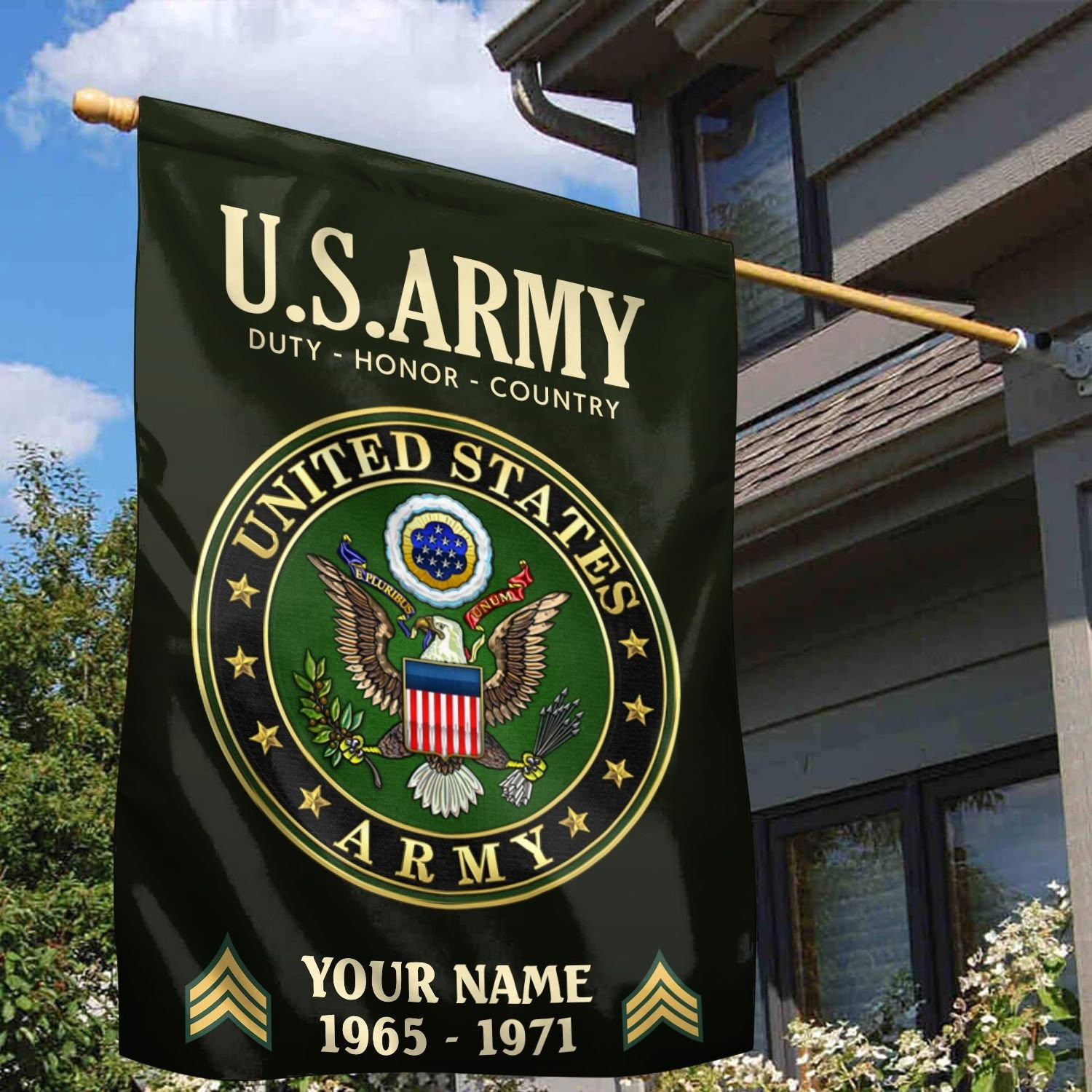 Custom US Army Duty Honor Country Flag Patriotic Flag Gifts For Army Veterans