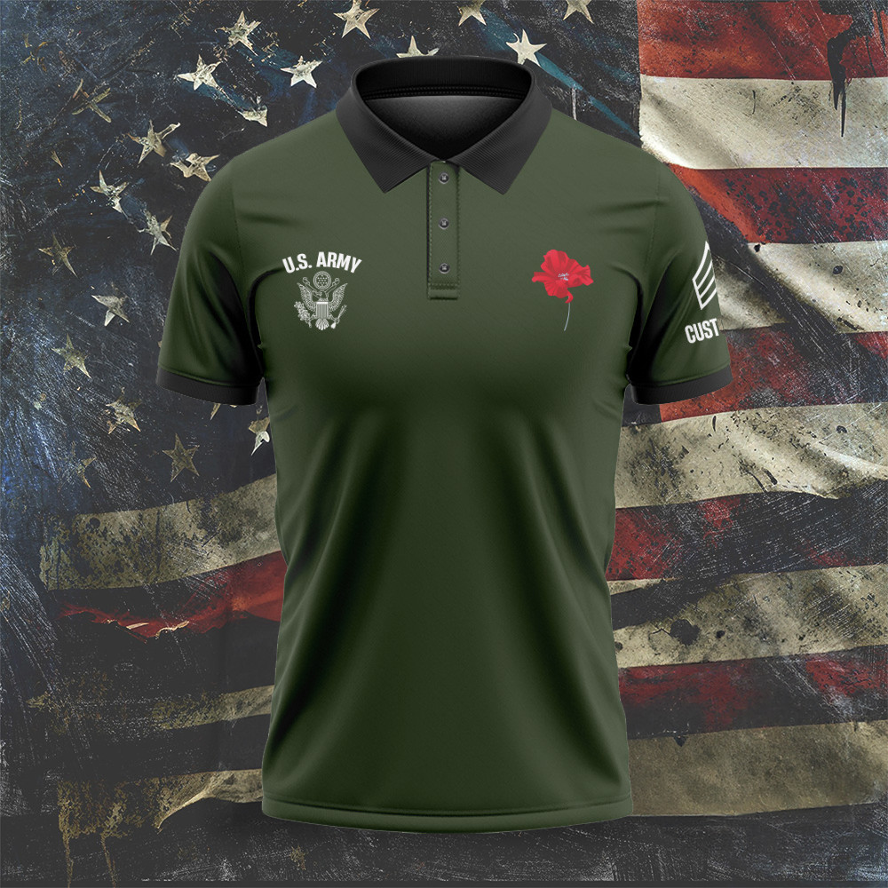 Custom US Army Poppy Polo Shirt Lest We Forget US Army Polo Memorial Gifts For Veterans