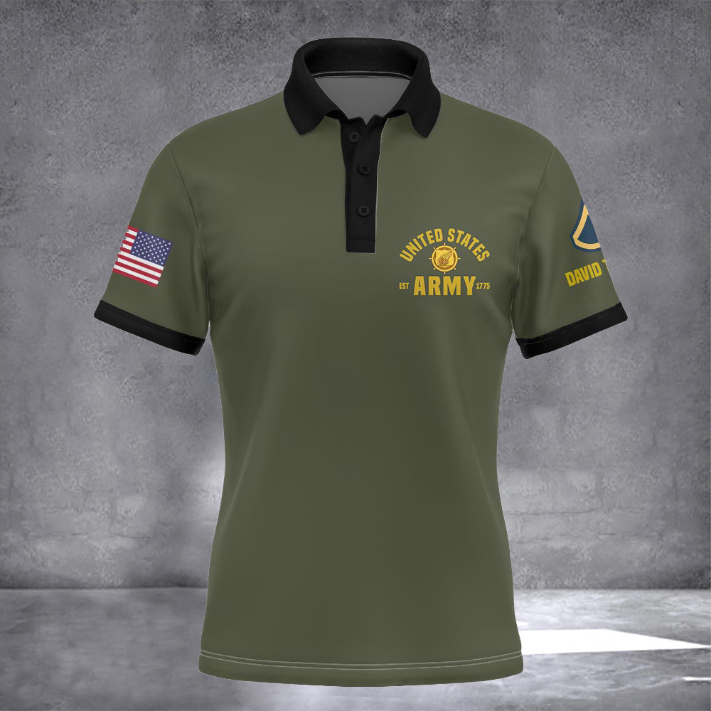 Custom US Army Proudly Served Polo Shirt Army Golf Shirt Gifts For Dad
